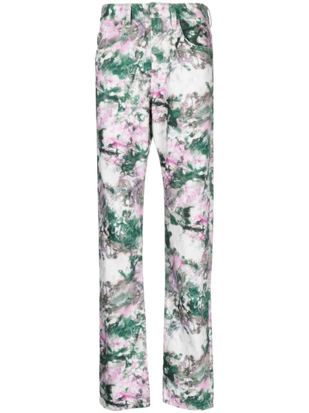 Abstract-Print Straight-Leg Trousers