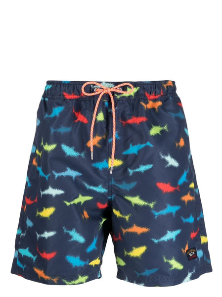Shark-Print Swim Shorts