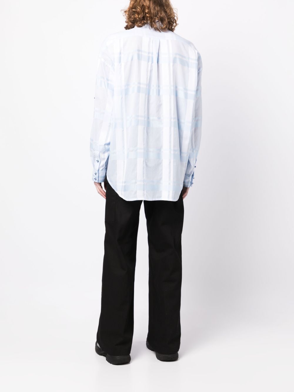 Semi-Sheer Plaid Cotton Shirt