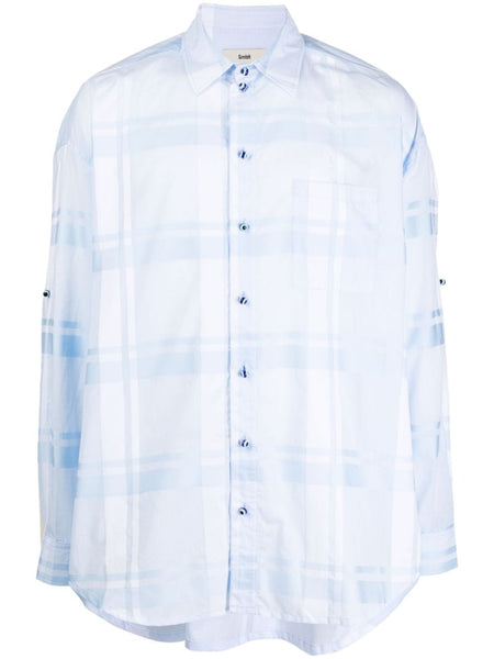 Semi-Sheer Plaid Cotton Shirt