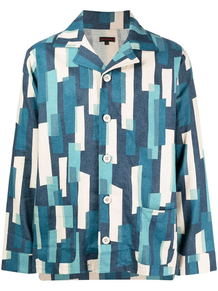 Geometric-Print Button-Up Shirt