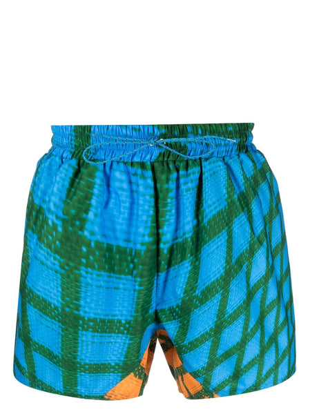 Wosh Warped-Pattern Swim Shorts