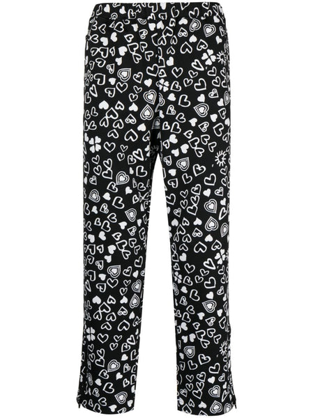 Heart-Print Cropped Trousers