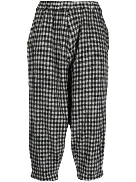 Check-Print Cropped Trousers