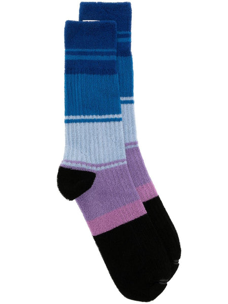 Stripe-Print Logo Socks
