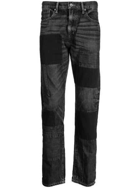 Patch-Detail Washed-Denim Jeans
