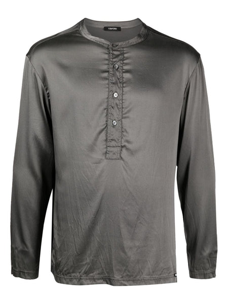 Long-Sleeve Silk-Blend Shirt