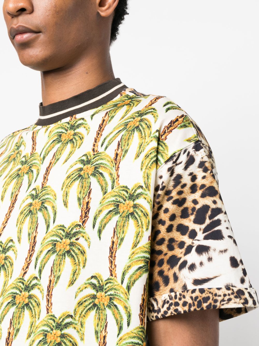 Leopard-Print Panel T-Shirt