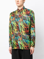 Abstract-Pattern Silk Shirt