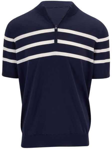 Striped Half-Zip Polo Shirt