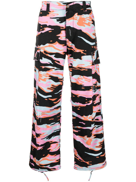 Graphic-Print Cargo Trousers