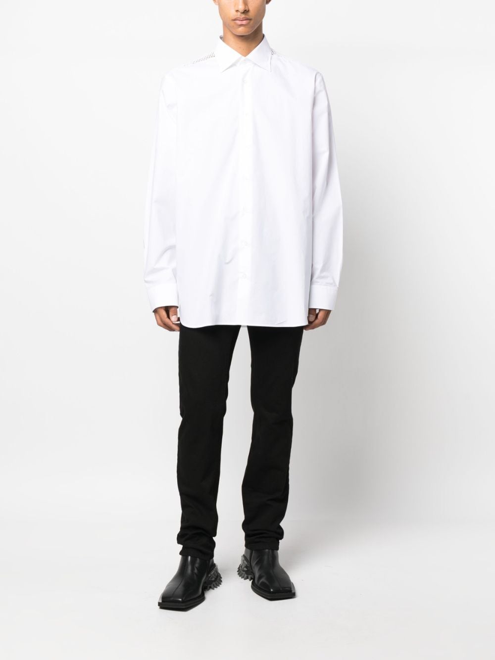 Mesh-Detail Cotton Shirt