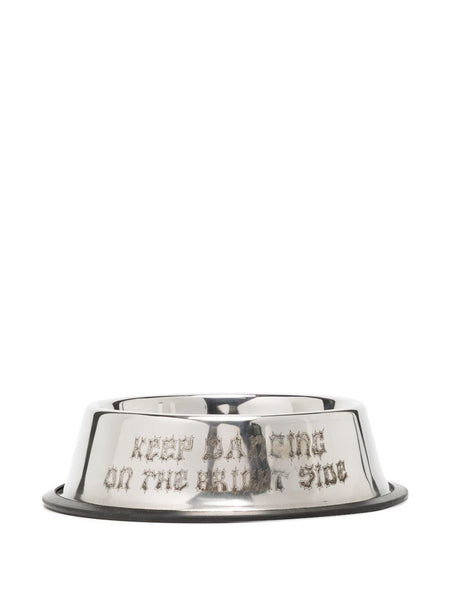 Slogan-Print Stainless-Steel Pet Bowl