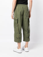 Embroidered Cropped Cargo Trousers