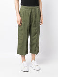 Embroidered Cropped Cargo Trousers