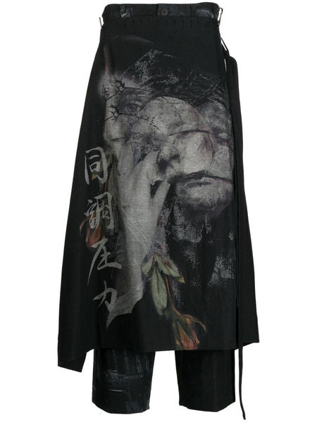 Overlapping-Panel Straight-Leg Trousers