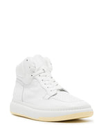 Square-Toe Leather High-Top Sneakers