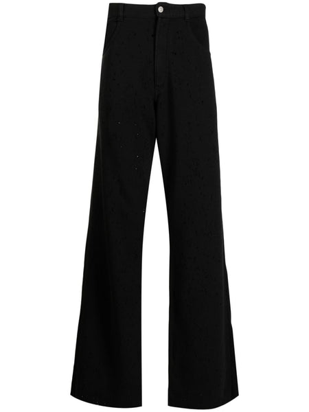 Paint-Splatter Flared Cotton Trousers