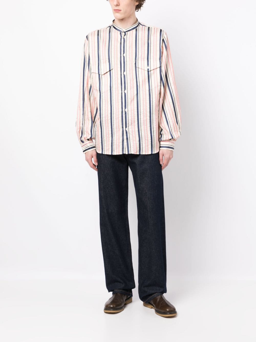 Stripes-Print Silk Shirt