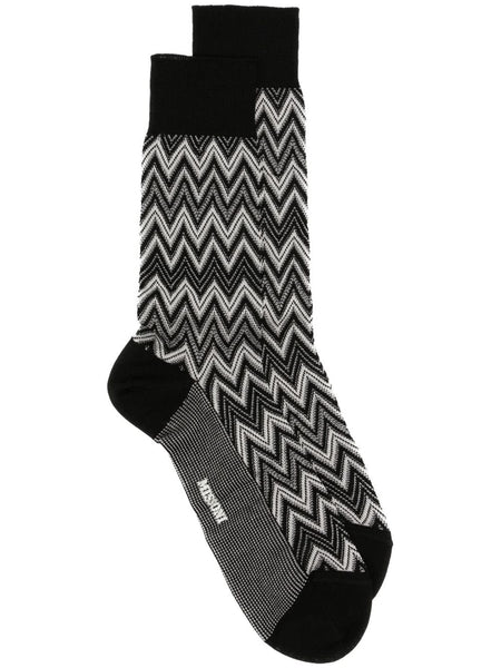 Zigzag-Woven Cotton Socks