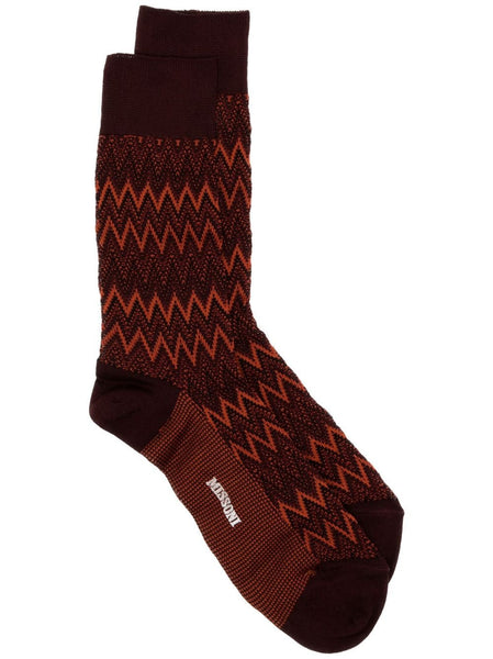 Zigzag-Woven Cotton Socks