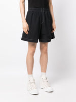 Contrast-Stitching Cotton Shorts