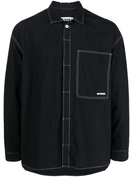 Contrast-Stitching Cotton Shirt
