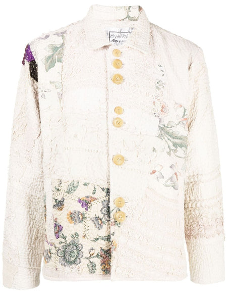 Embroidered-Patchwork Cotton Shirt Jacket