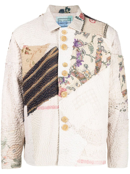 Embroidered-Patchwork Cotton Shirt Jacket