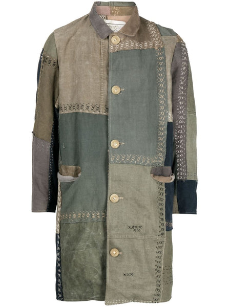 Cedric Patchwork Cotton Single-Breasted Coat