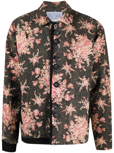 Floral-Print Buttoned Shirt Jacket