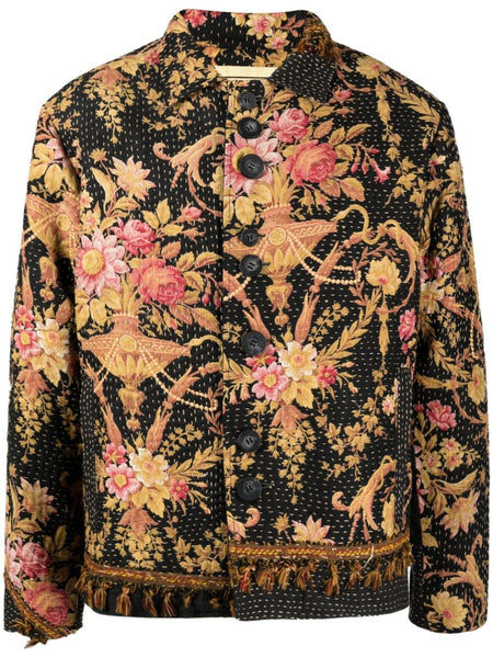 Floral-Print Buttoned Shirt Jacket