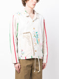 Floral-Embroidered Buttoned Shirt Jacket