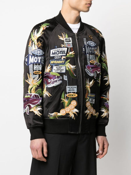 Embroidered satin on sale bomber jacket