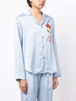 Doll-Embroidered Striped Pyjama Top