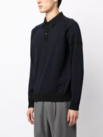 Long Raglan-Sleeve Wool Polo Shirt