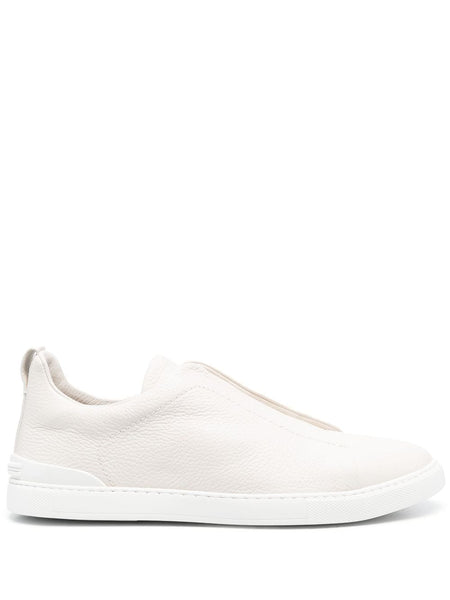 Grained-Leather Low-Top Sneakers