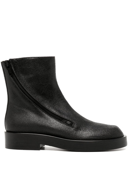 Zip-Up Leather Ankle Boots