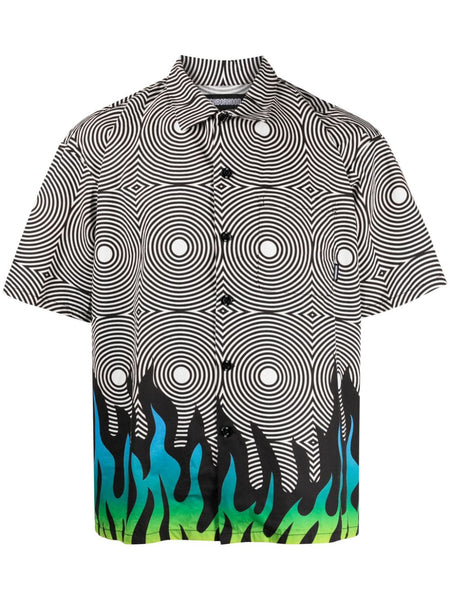 X Dsc Flame-Print Cotton Shirt