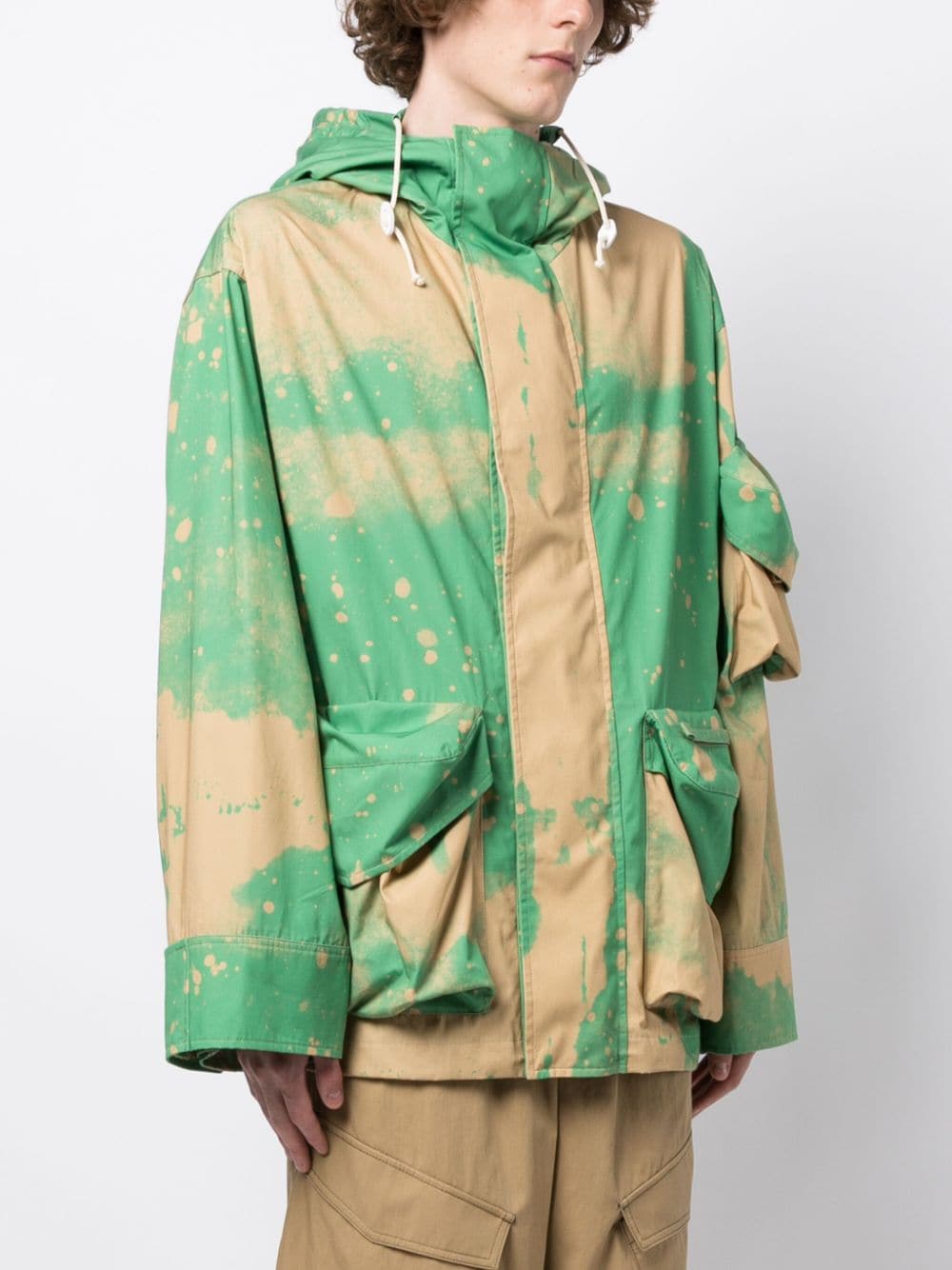 Gradient-Effect Cotton Hooded Jacket