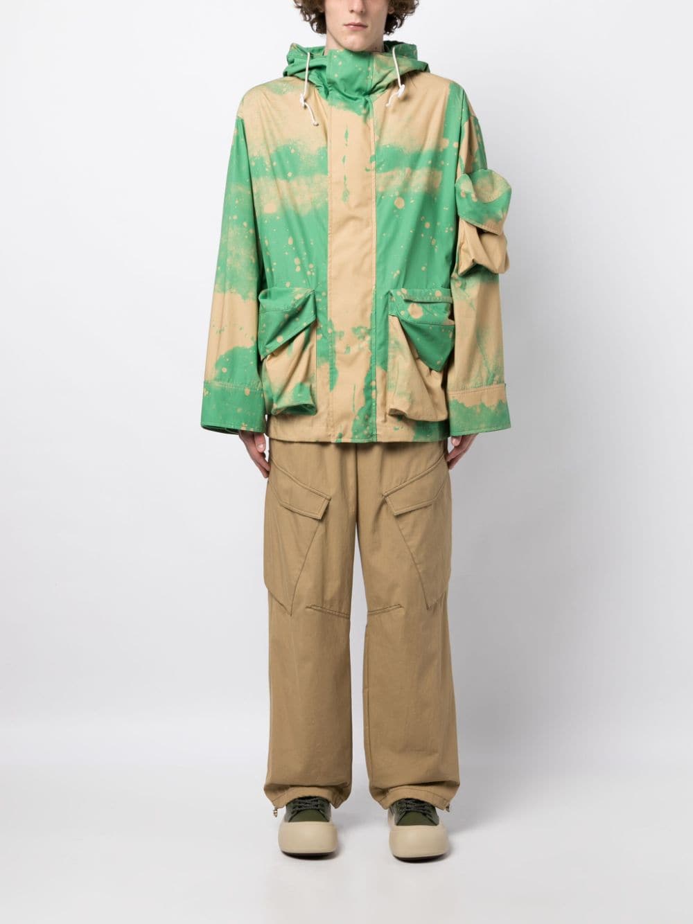 Gradient-Effect Cotton Hooded Jacket